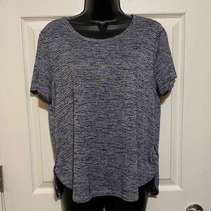 Athleta Striped Black/Gray Women's Top Medium